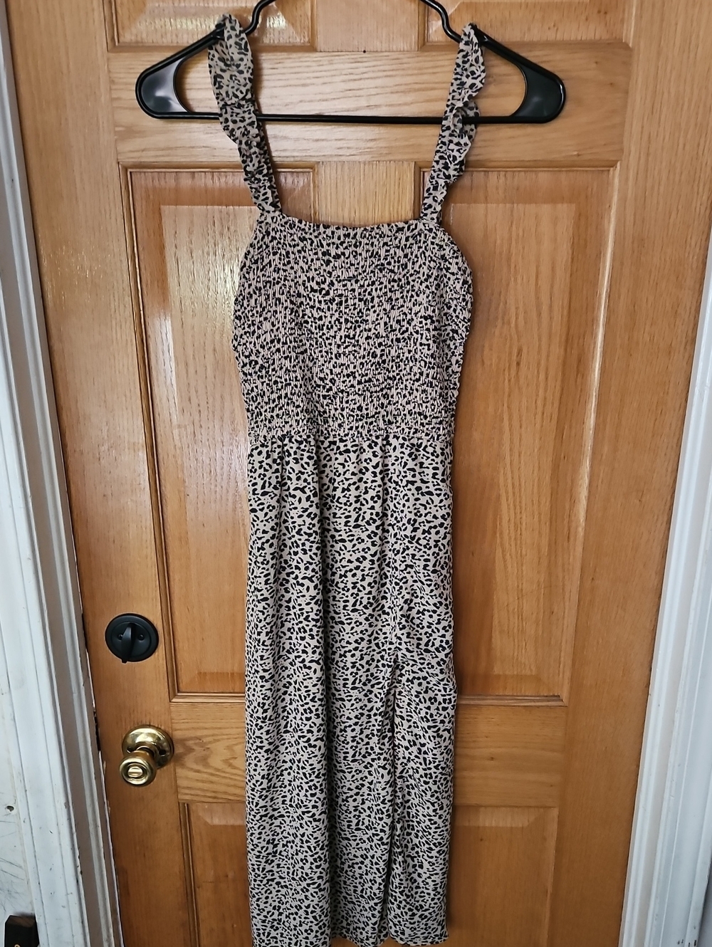Abercrombie & Fitch Beige and Black Leopard Midi Dress